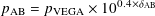                0.4×δAB
pAB = p VEGA × 10
