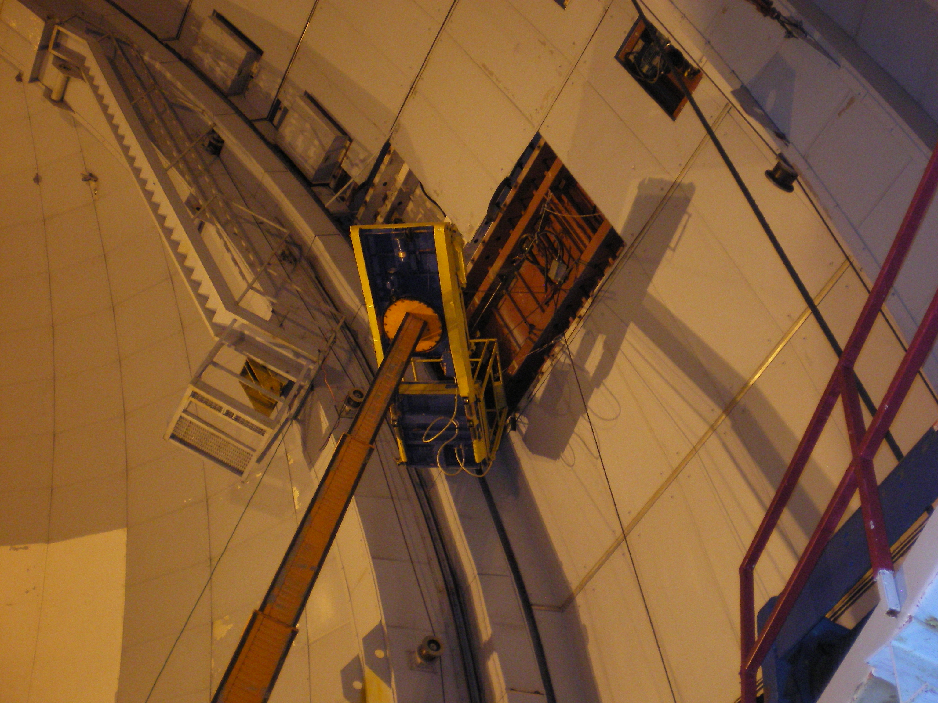 The mechanical team working on one of the dome drives.