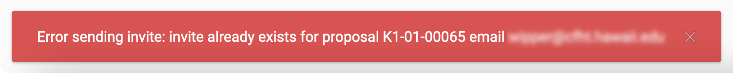 Invite Error Message
